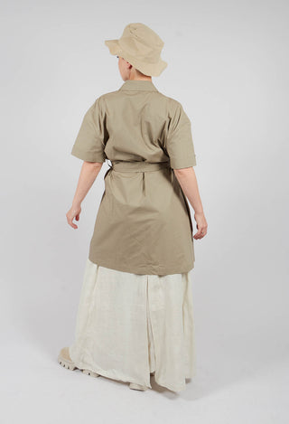 Double Breasted Shirt Dress in Taupe