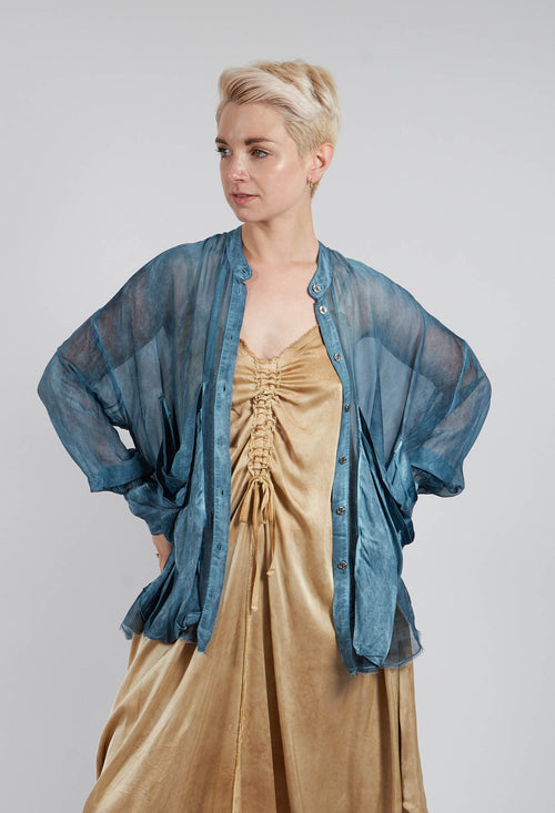 Draped Shirt in Blue Matisse