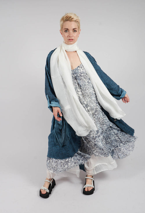 Dust Coat with Large Pockets in Blue Matisse