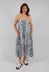 Long Dress with Asymmetric Hem in Antique White Print