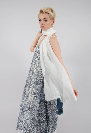 Long Dress with Asymmetric Hem in Antique White Print