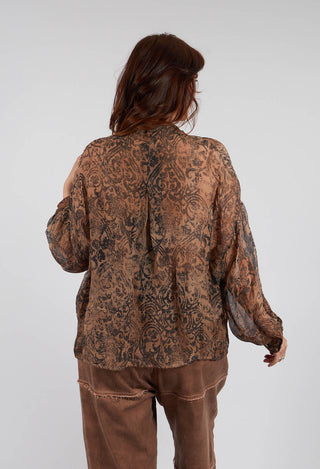 Long Sleeve Blouse in Spicy Cinnamon Print