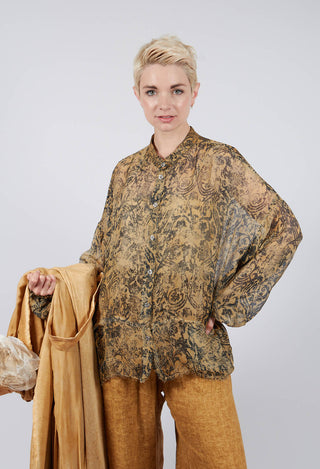 Long Sleeve Blouse in Bronze Honey Print