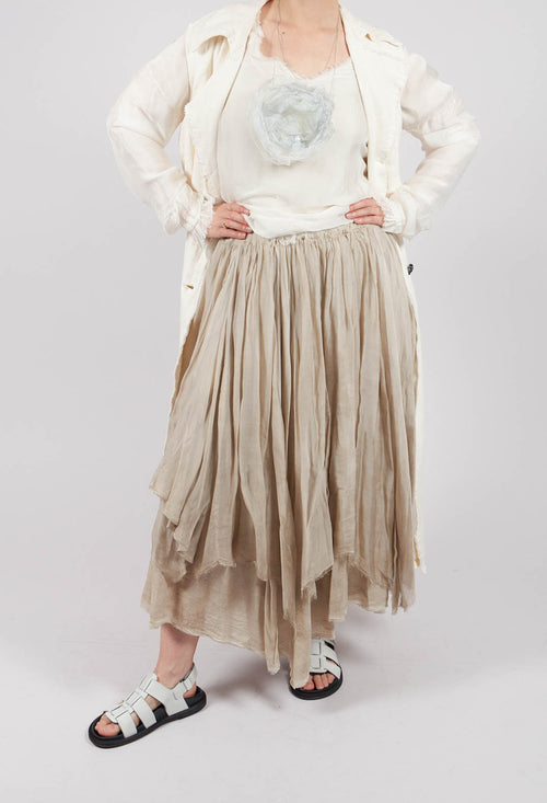 Maxi Skirt with Asymmetric Hem in Sand Shell