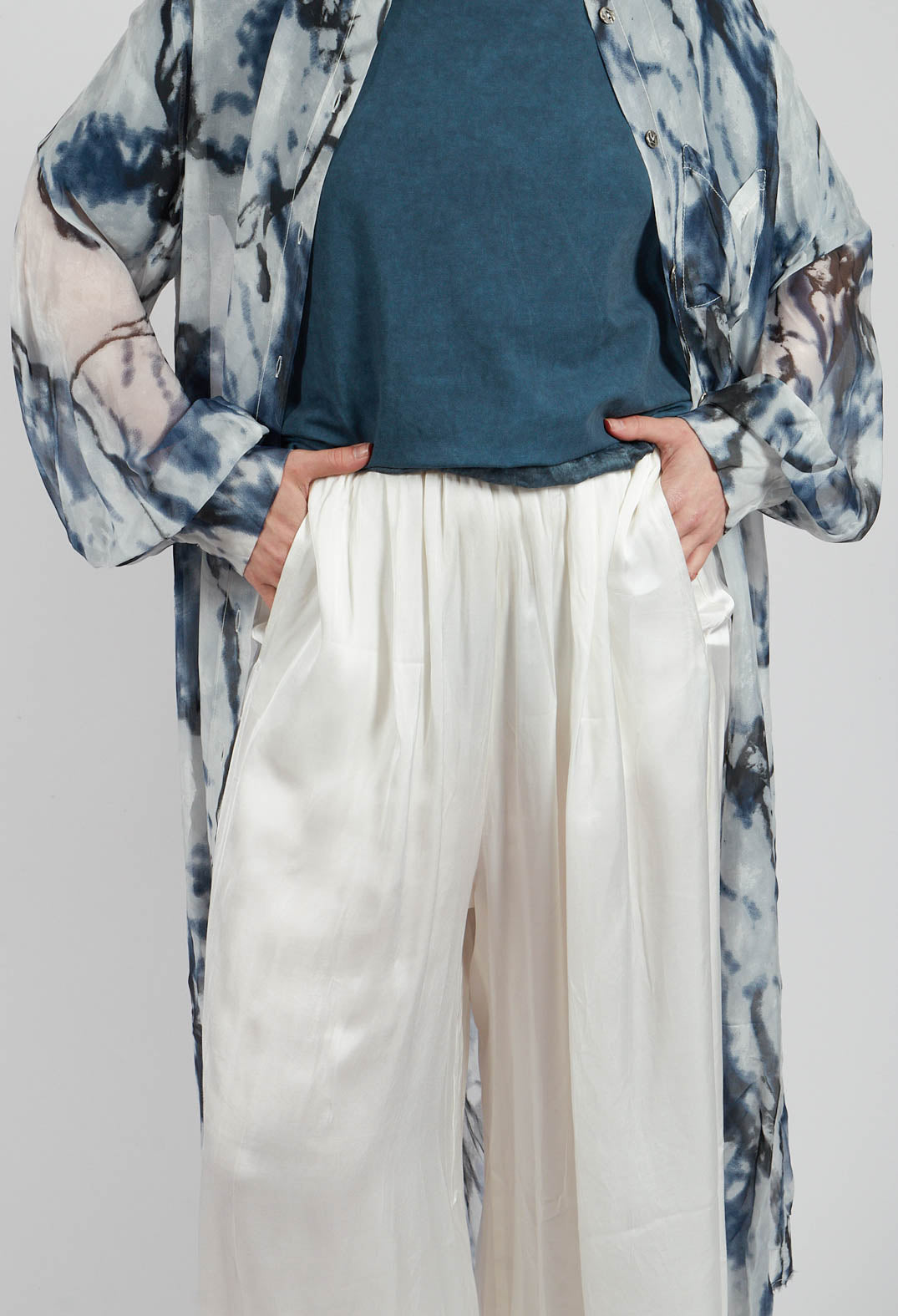 Palazzo Trousers in Plain Antique White