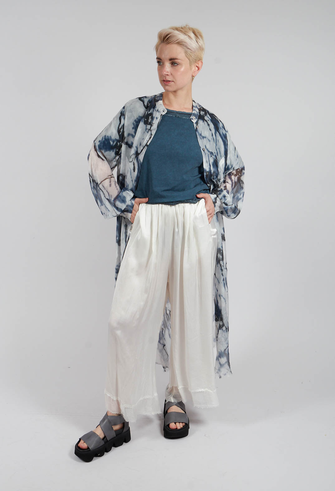 Palazzo Trousers in Plain Antique White