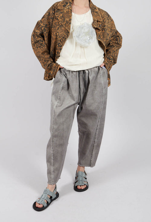 Relaxed Tapered Leg Trousers in Grey Shadow