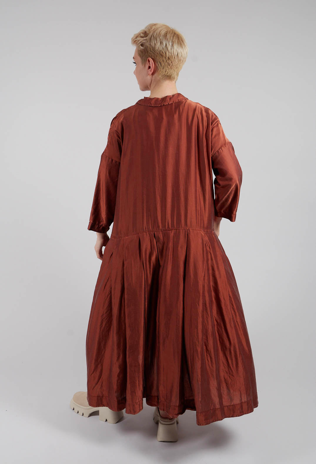 Pleated Collar Dress SC in Coral