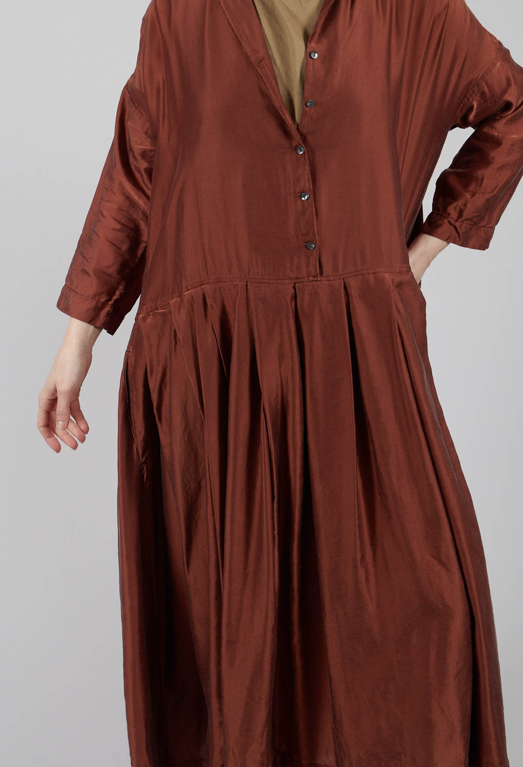 Pleated Collar Dress SC in Coral