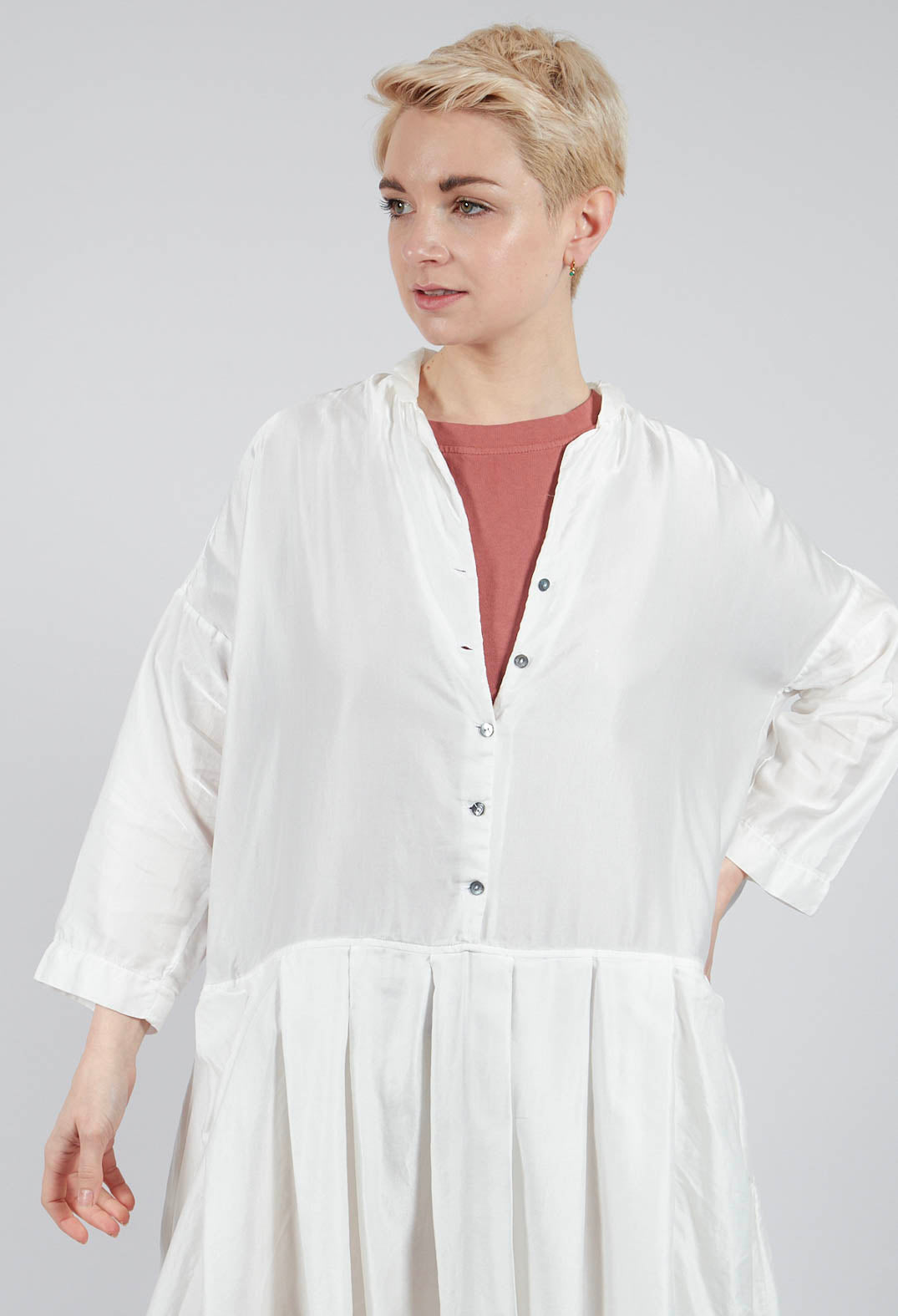 Pleated Collar Dress SC in Milk