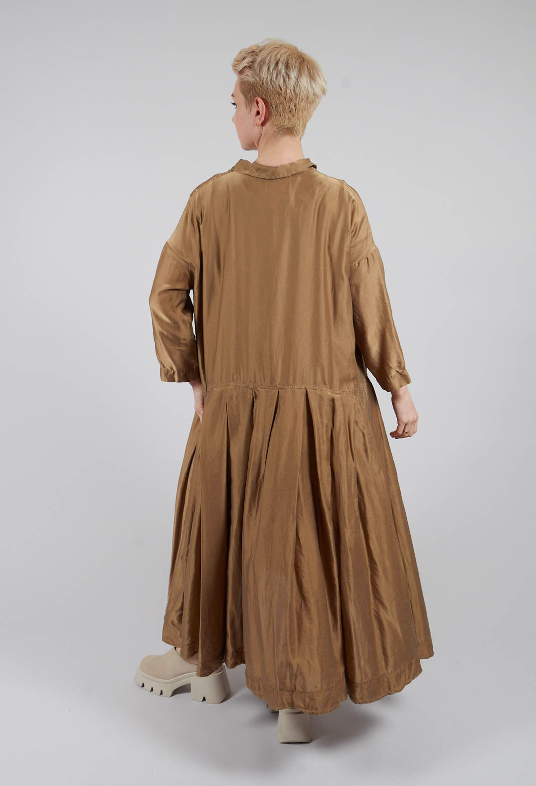 Pleated Collar Dress SC in Gold