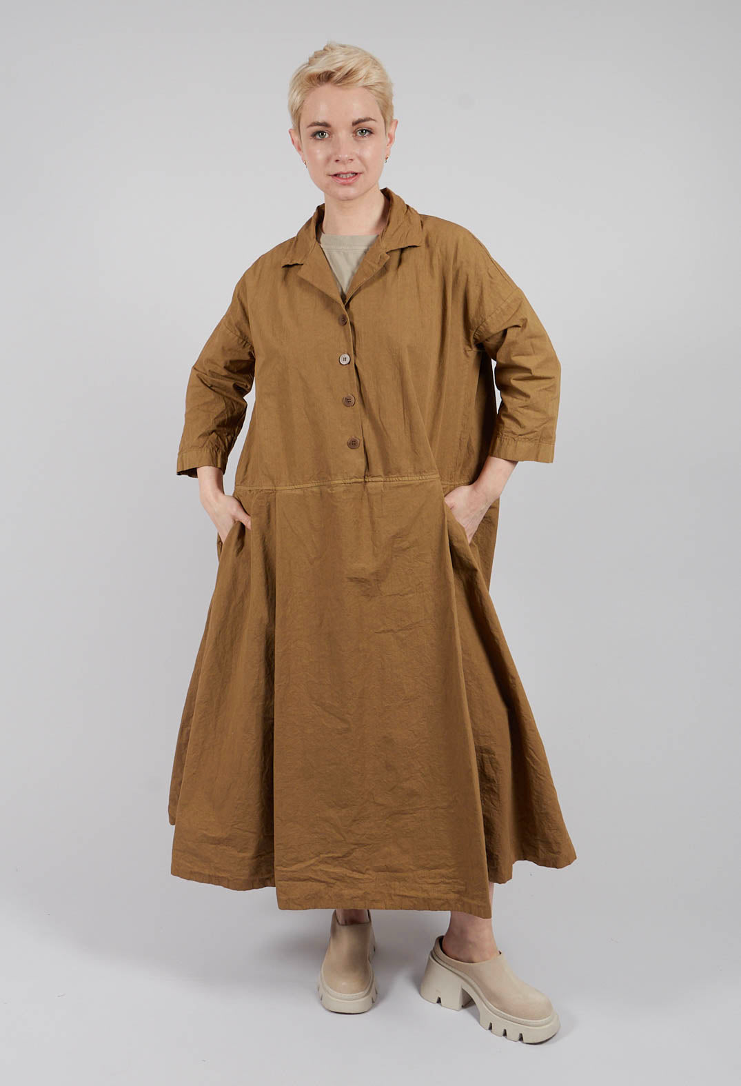 Tailored Collar Dress CC in Gold