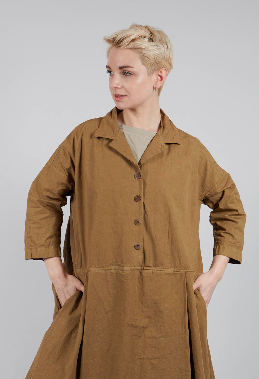 Tailored Collar Dress CC in Gold