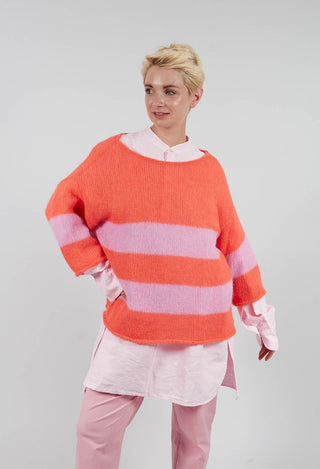 Light and Fluffy Pullover in Orange and Pink