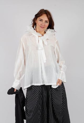 Sheer Long Sleeve Top in White