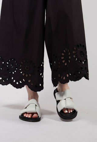 Double Cross Over Strap Flat Sandal in Gasoline Bianco Ottico