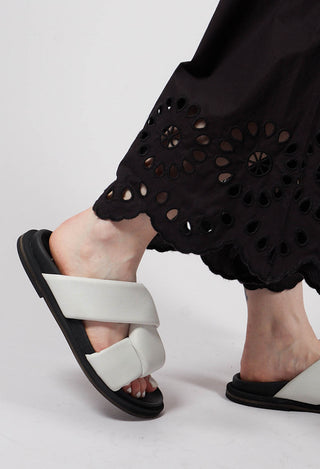 Double Cross Over Strap Flat Sandal in Gasoline Bianco Ottico