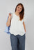 Linen Short Sleeve Top in Off White