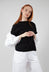 Shirt Sleeve Jumper in Nero and Off White