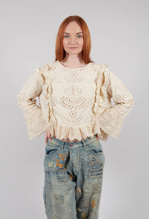 Hermione Eyelet Blouse in Moonlight