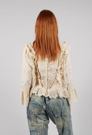Hermione Eyelet Blouse in Moonlight