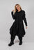 Coat with Frilled Hem in Black Gloss - 1031206