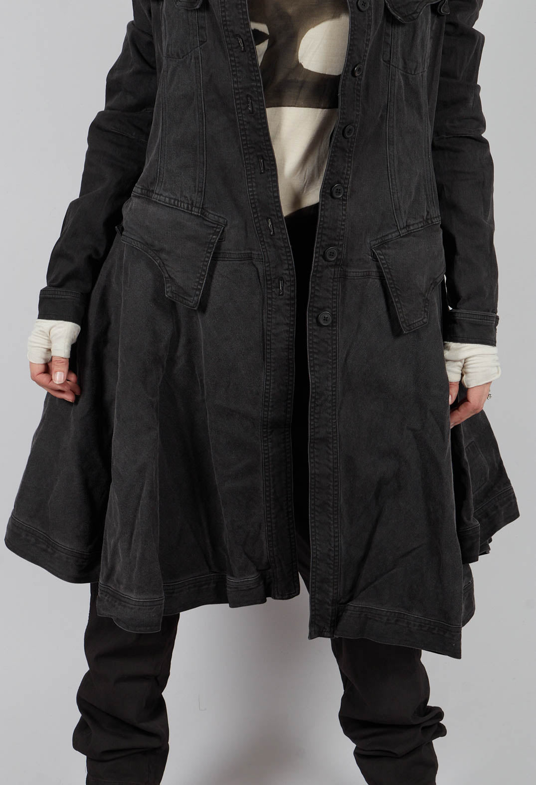 Coat with Frilled Hem in Turf Wash - 1031206