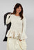 Long Sleeve T-Shirt with Peplum Hem in Bone - 1180505