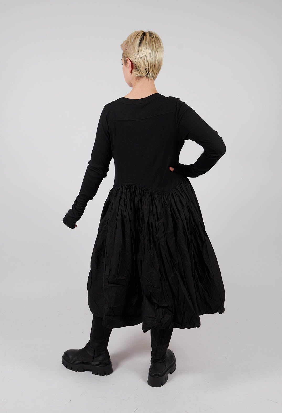 Jersey Dress with Fabric Hem in Black - 1180906