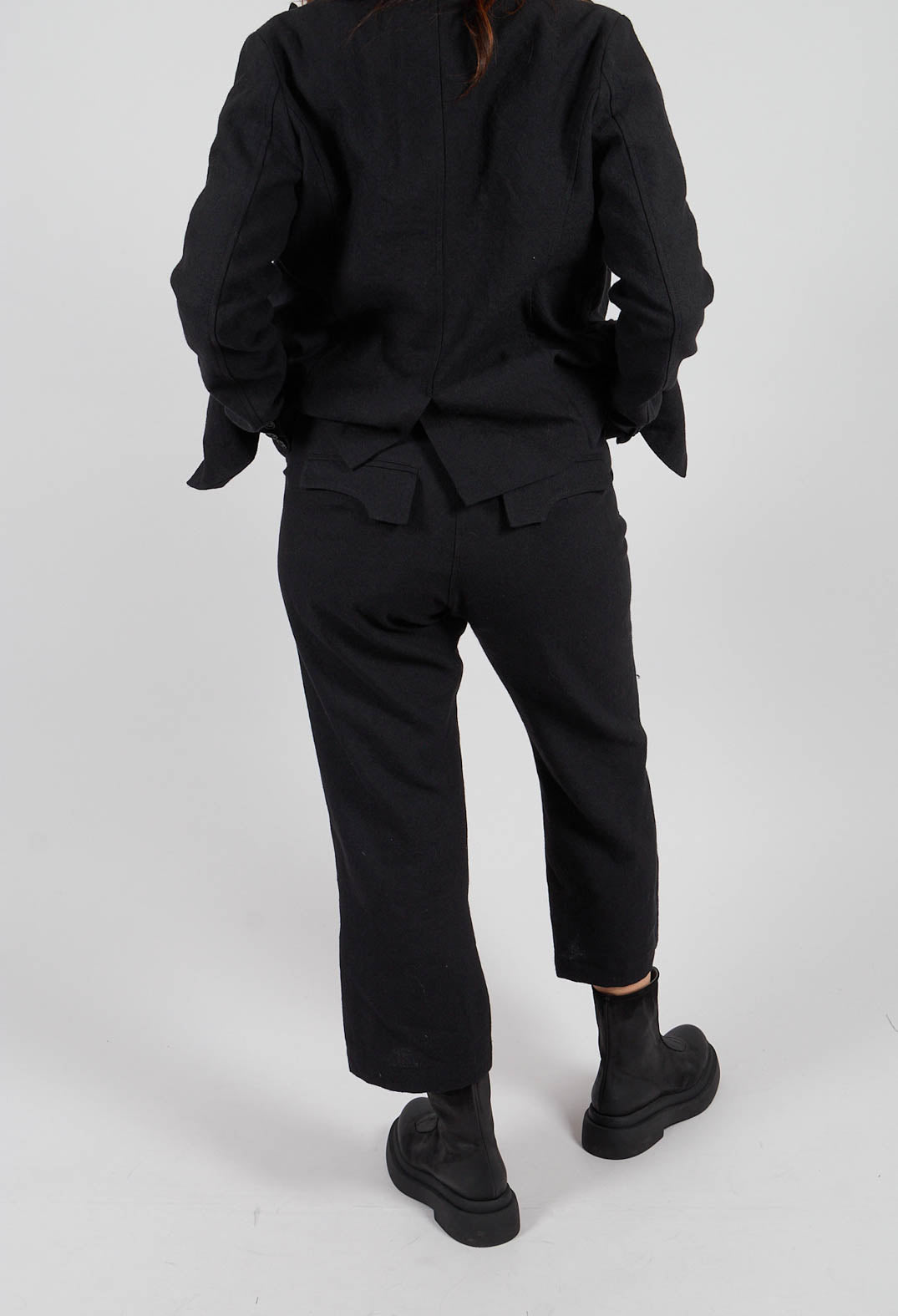 Straight Leg Trousers with Belt in Black - 1190104