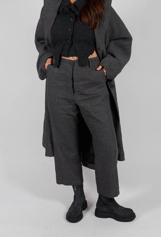 PRE-ORDER - Straight Leg Trousers with Belt in Swamp Mel - 1190104