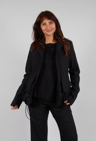 Tailored Jacket with Drawstring Pockets in Black - 1191105
