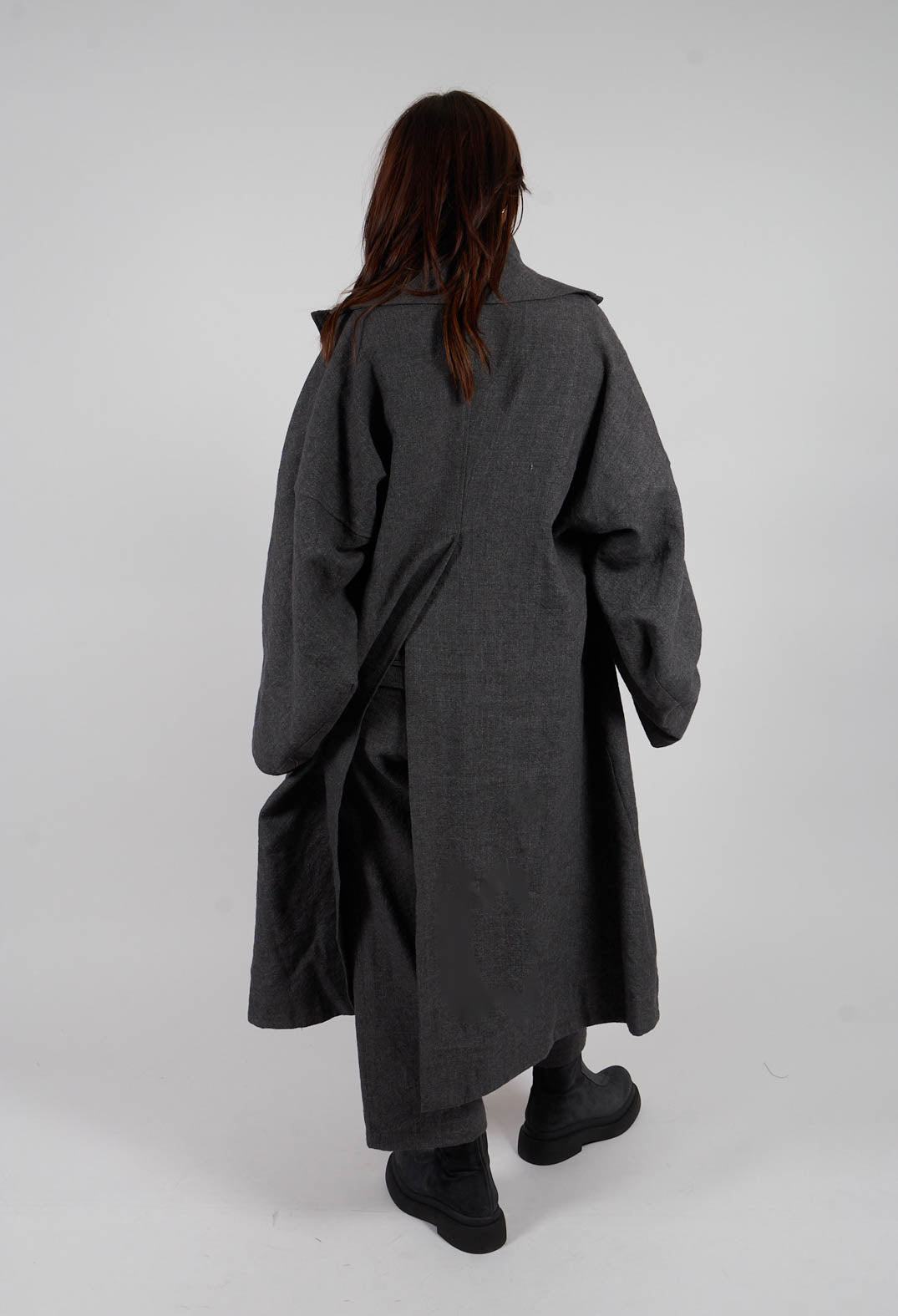 Oversized Longline Coat in Swamp Mel - 1191207