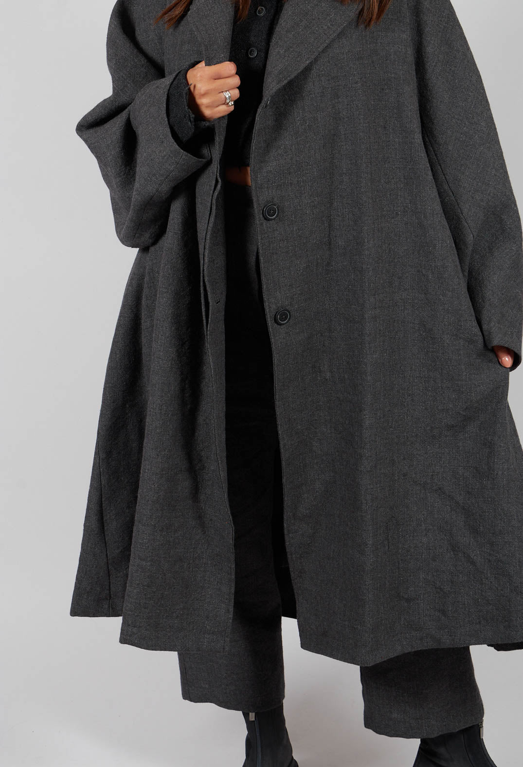 Oversized Longline Coat in Swamp Mel - 1191207