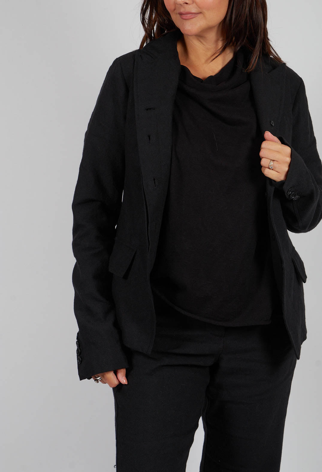 Button Through Blazer in Black - 1191110