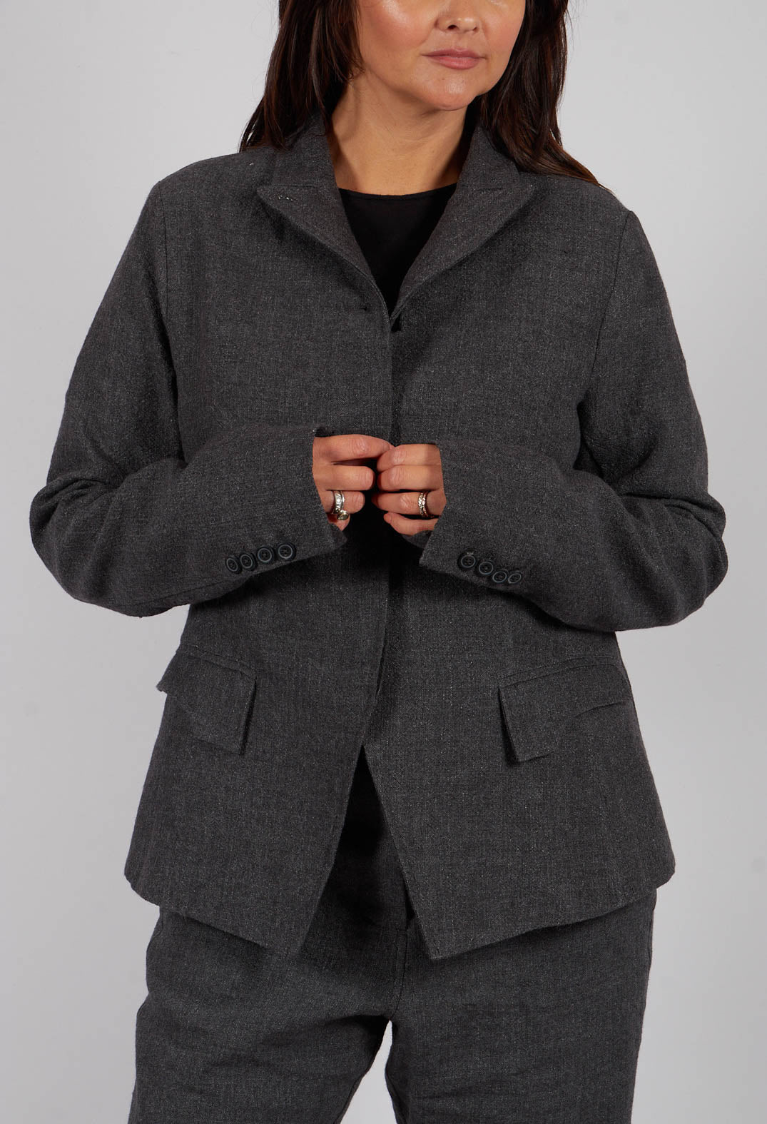 Button Through Blazer in Swamp Mel - 1191110