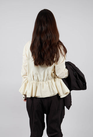 PRE-ORDER - Cotton Shirt with Gathered Hemline in Bone - 1230404