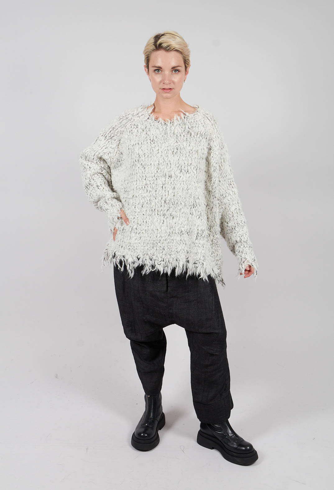 Oversized Jumper in Lt Bone Mel - 1380701