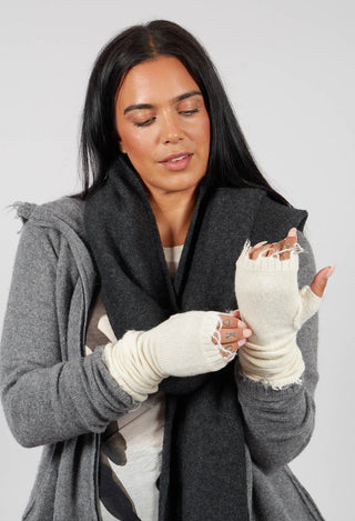PRE-ORDER - Fingerless Gloves with Raw Edges in Bone - 1533107