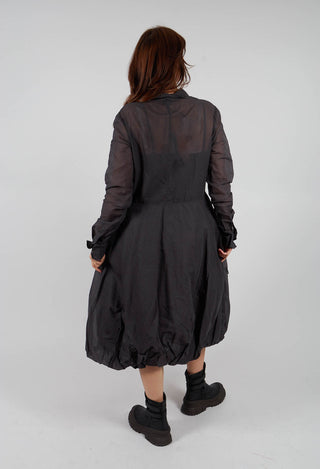 Tulip Hem Dress with Sheer Sleeves in Swamp Paper - 1550903