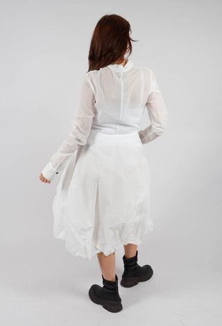Tulip Hem Dress with Sheer Sleeves in Bone Paper - 1550903