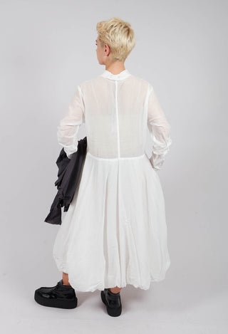 Tulip Hem Dress with Sheer Sleeves in Bone Paper - 1550903