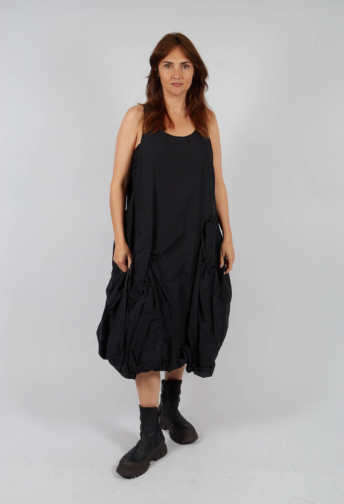 Sleeveless Dress with Drawstring Pockets in Black Paper - 1550905