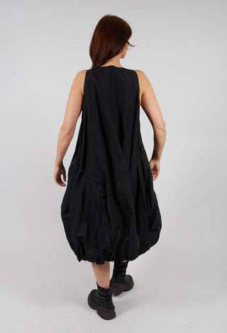 Sleeveless Dress with Drawstring Pockets in Black Paper - 1550905