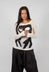 Long Sleeve T-Shirt in Bone Black Print - 1620501