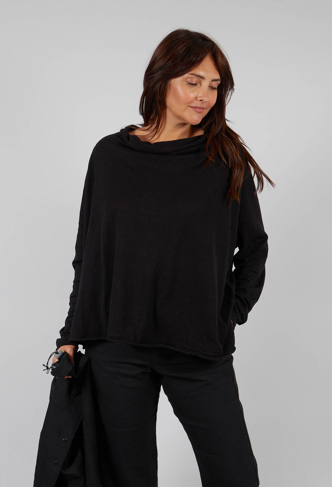 Boat Neck Jumper in Black - 1740702