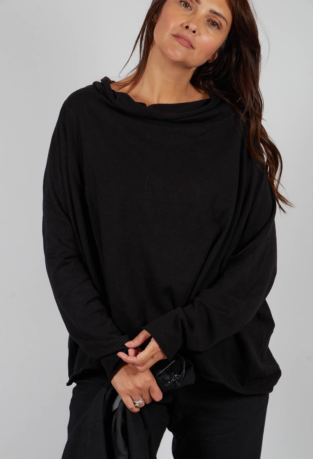 Boat Neck Jumper in Black - 1740702