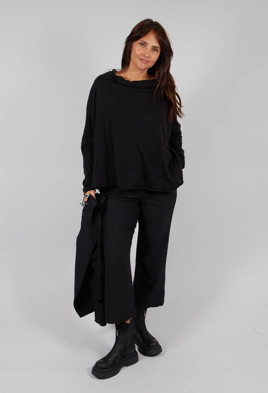 Boat Neck Jumper in Black - 1740702