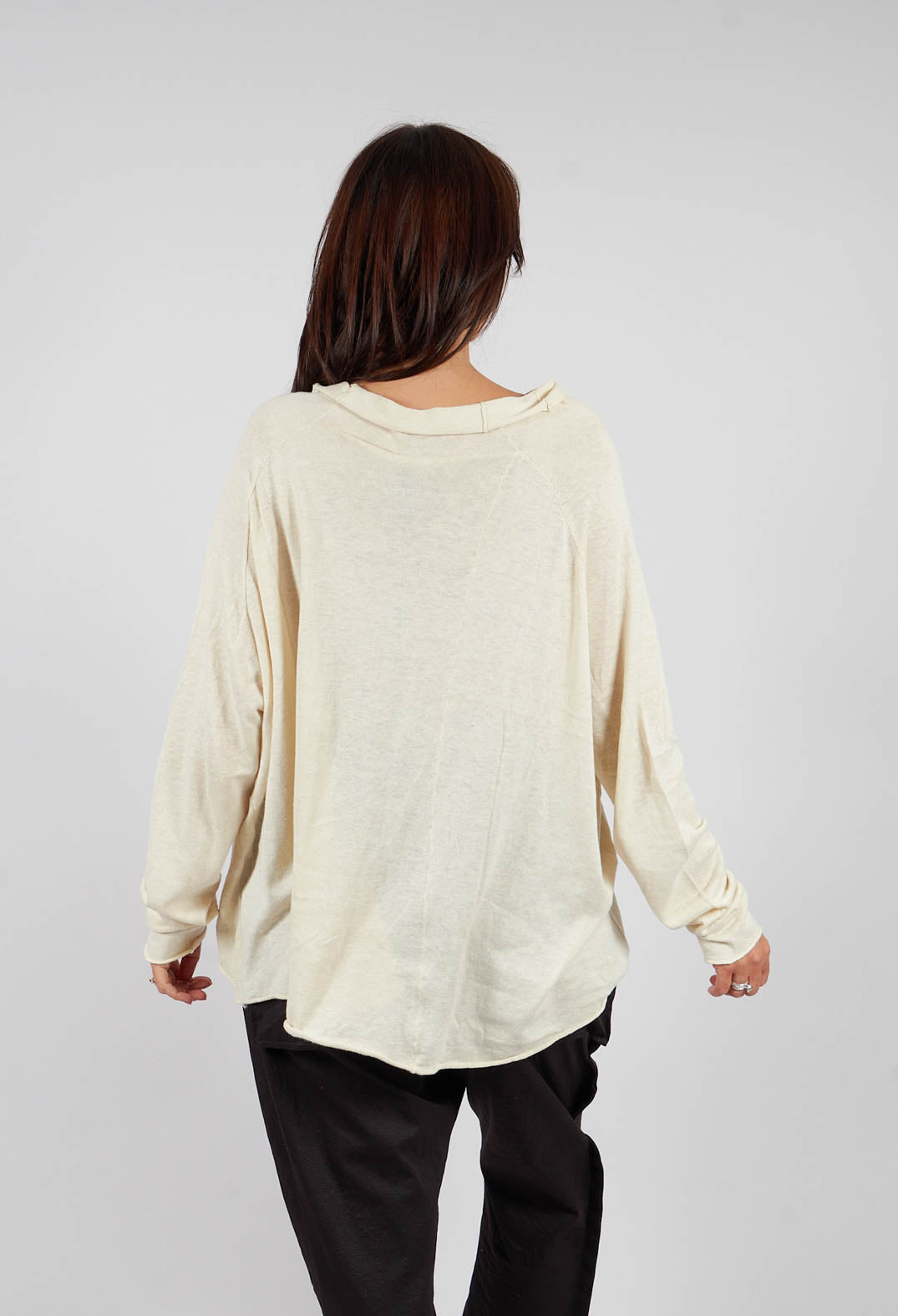 Boat Neck Jumper in Bone Print - 1740702