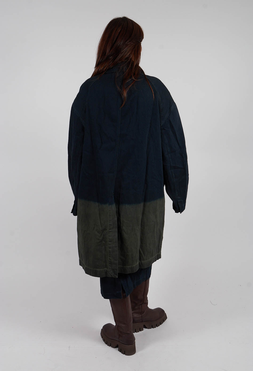 Colour Block Coat in Pine Medium - 2031205